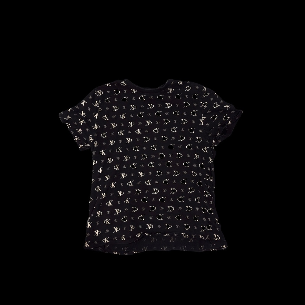 Calvin Klein All-Over Logo Print T-Shirt Short Sleeve Crewneck Black Mens Size L